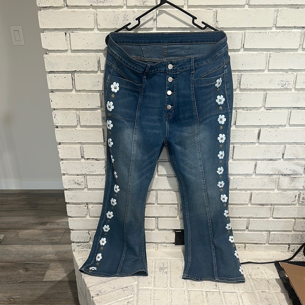Vintage Blue Flare Wide Leg Jeans - Picture 1 of 8